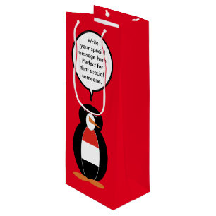 Sac Cadeau Pour Bouteille Yéménite parlant Mme Pingouin Personnalisé