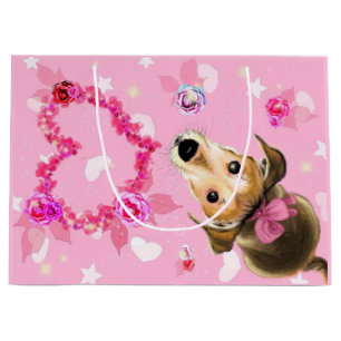 Sac Cadeau Puppy avec ruban rose pour animaux