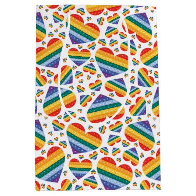 Sac cadeau Rainbow Pride Hearts (Devant)