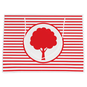 Sac Cadeau Rayures Arbre Rouge Botanique