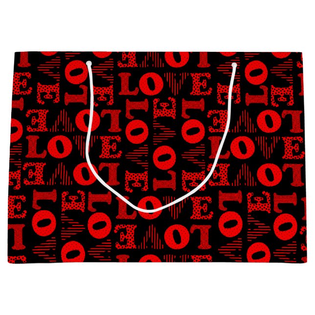 Sac cadeau Red & Black LOVE (Devant)