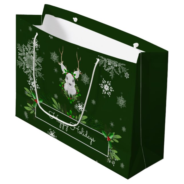 Sac cadeau Reindeer Vert (Devant Angle)