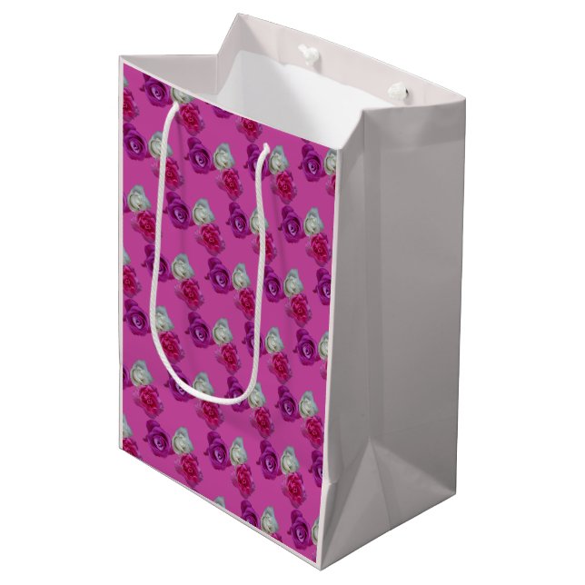 Sac cadeau Rose Motif Trois couleurs (Devant Angle)