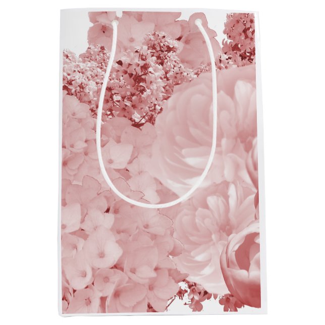 Sac cadeau rose pâle à fleurs moyennes (Devant)