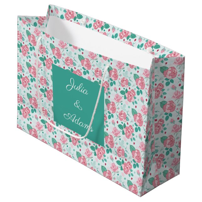 Sac cadeau Rose vert (Devant Angle)