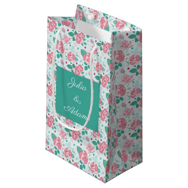 Sac cadeau Rose vert (Devant Angle)