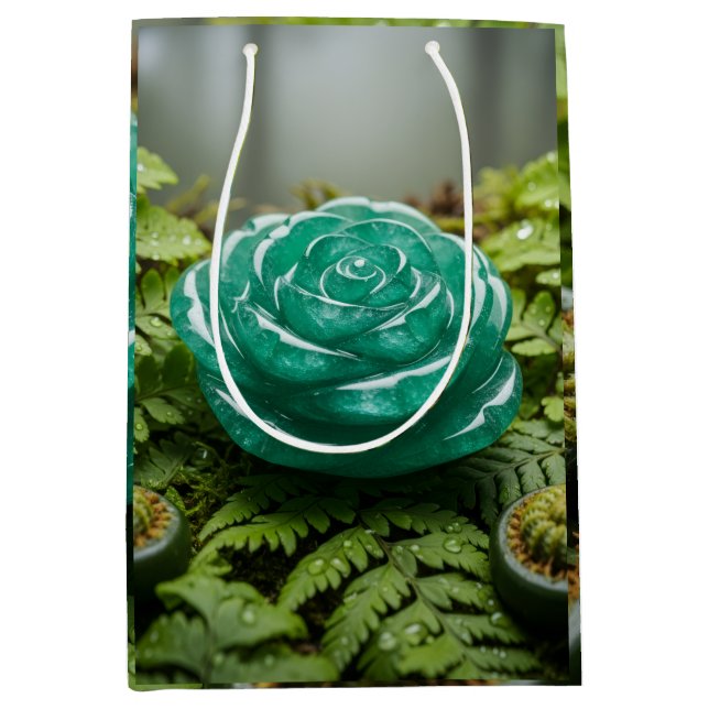 sac cadeau rose vert émeraude (Devant)