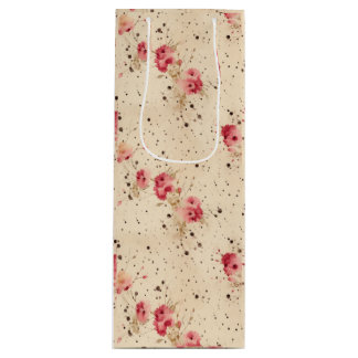 Sac cadeau Rose vintage pour bouteille de vin