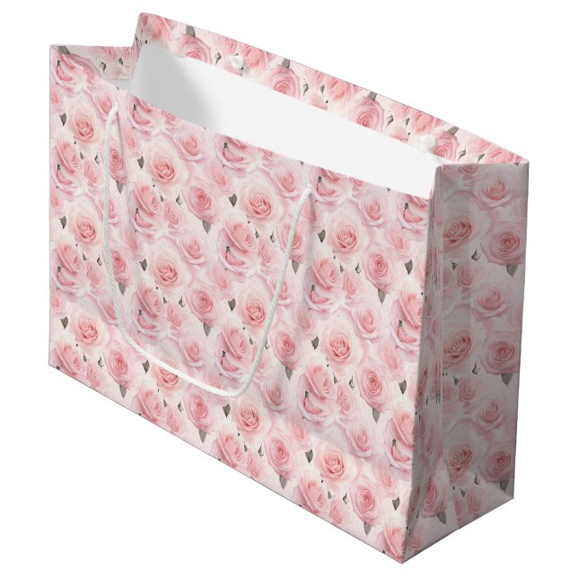 Sac cadeau Roses roses (Devant Angle)