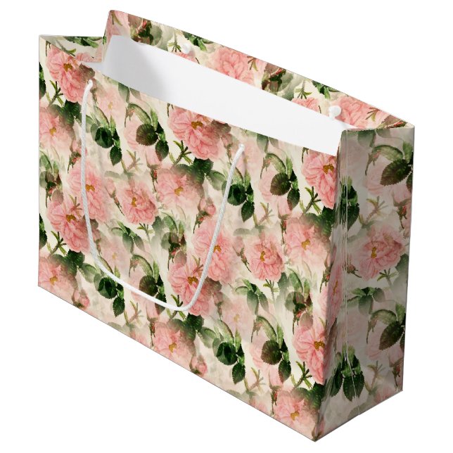 Sac cadeau Roses roses (Devant Angle)