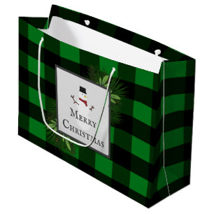 Sac cadeau Snowman Green Buffalo Plaid