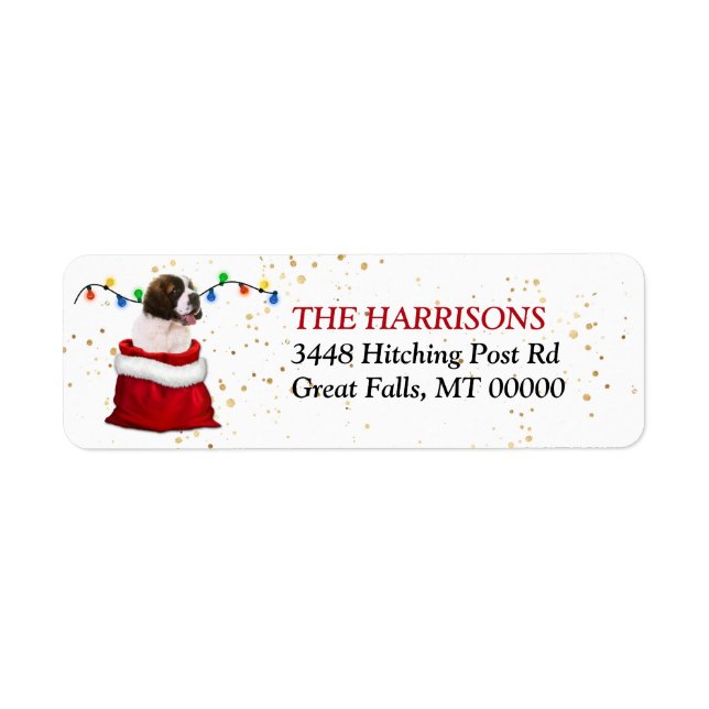 Sac cadeau St Bernard Puppy Adresse de retour (Devant)