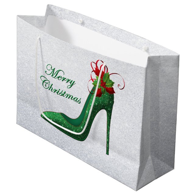 Sac cadeau talons Parties scintillant verte (Devant Angle)