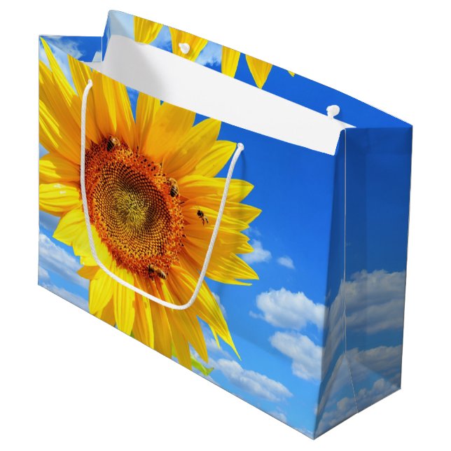Sac cadeau tournesol jaune (Devant Angle)