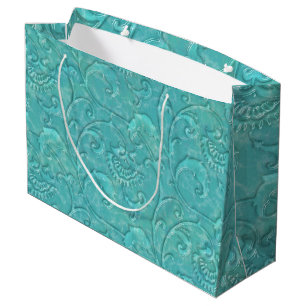 Sac cadeau Turquoise floral de luxe incorporé