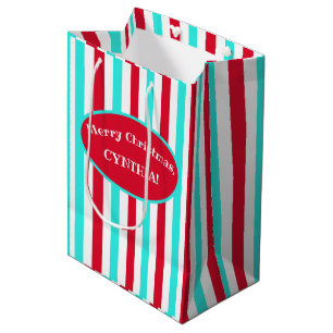 Sac cadeau Turquoise personnalisé Rouge et Blanc