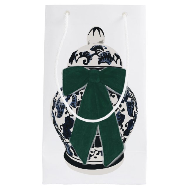 Sac cadeau Vase Bow Chinoiserie Green (Devant)