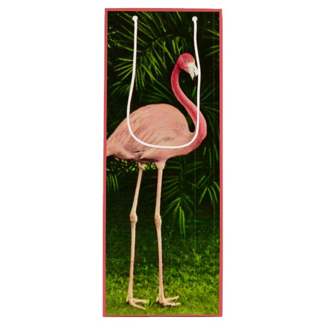 Sac cadeau vin Flamant rose rose (Devant)