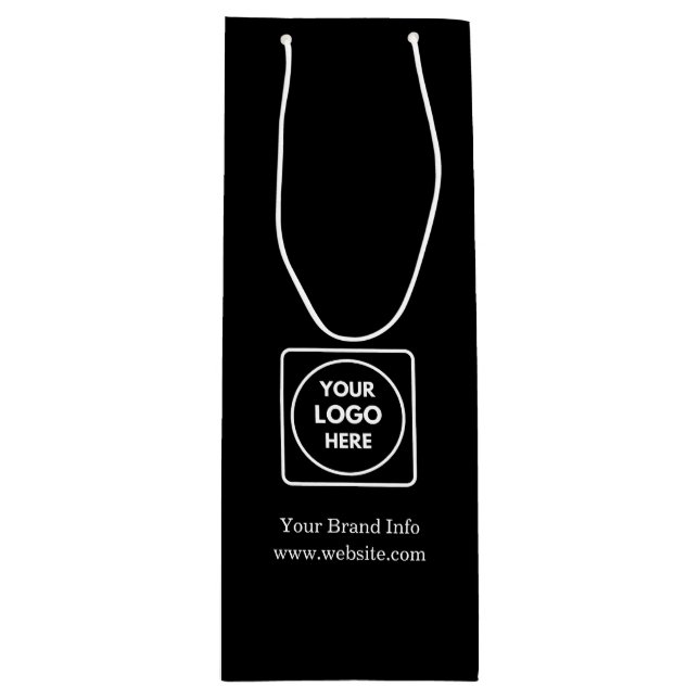 Sac cadeau vin noir | Conception de logo d'entrepr (Devant)