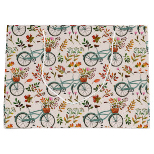 Sac cadeau vintage à vélo Floral Élégant automne