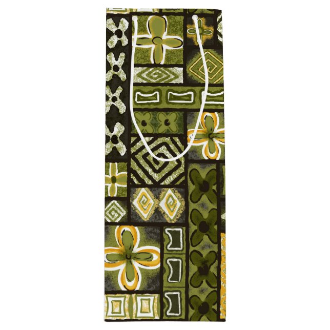 Sac cadeau vintage Aloha | Pua Green (Devant)