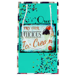 Sac cadeau vintage en crème glacée turquoise