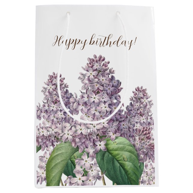 Sac cadeau vintage lilas floral (Devant)