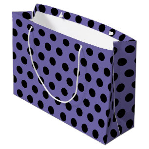 Sac Cadeau Violet et noir Grand Polka Moyenne Point Party