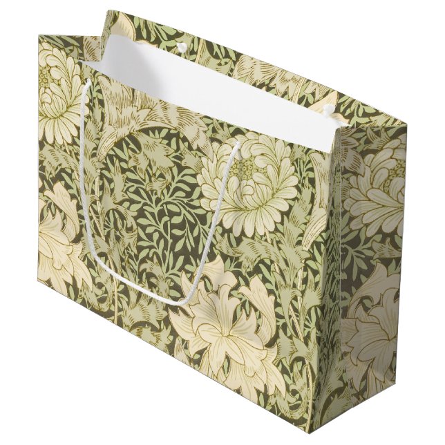 Sac Cadeau William Morris Vert Et Jaune (Devant Angle)