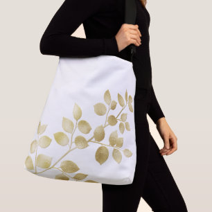 Sac carrossable blanc avec feuille doré