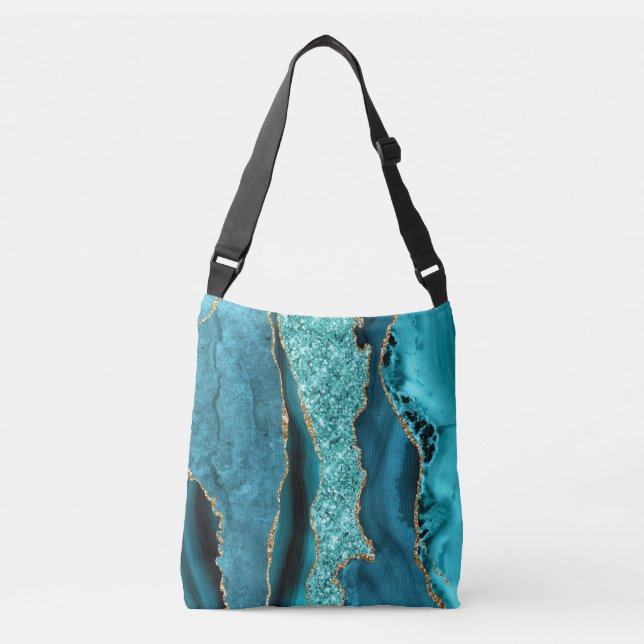 Sac carrossable en marbre bleu turquoise or Turquo (Devant)
