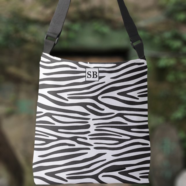 Sac carrossable Zebra Print Black and White Stripe (🦓 Just add your initials 🦓)
