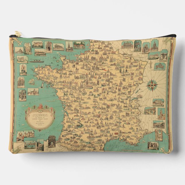 Sac Cosmétique Carte France vintage (Recto)