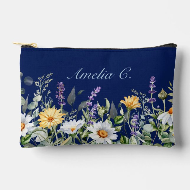Sac cosmétique Fleur sauvage couleur bleu marine (Recto)
