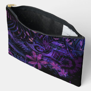 Sac cosmétique tribal violet luminescent plumeria 