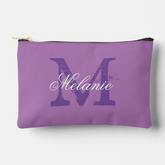 Sac cosmétique violet élégant monogramme personnal (Recto)