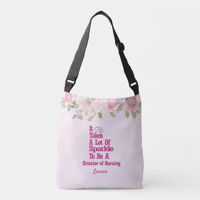 Sac Crossbody Pink Floral DON Nurse Personnalisé (Devant)