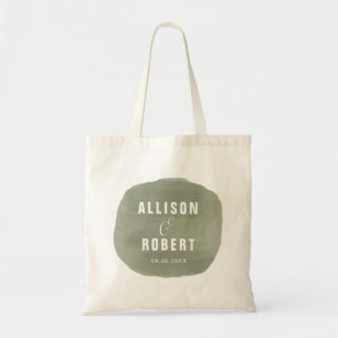 Sac d'accueil de mariage d'aquarelle de vert