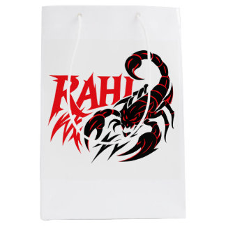 Sac d'achat blanc avec un design stylisé scorpion