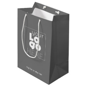 Sac d'achat de papier gris pour logo moyen d'entre