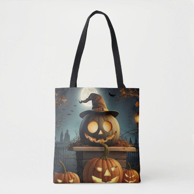 Sac d'achat d'Halloween. Trick ou régalez. (Devant)