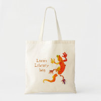 Sac de bibliothèque avec le lézard mignon nommé du