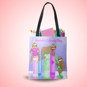 Sac de bibliothèque de lecture de Sloth Girl Perso