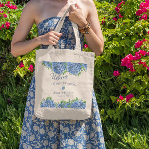 Sac de bienvenue de mariage aquarelle aux hortensi