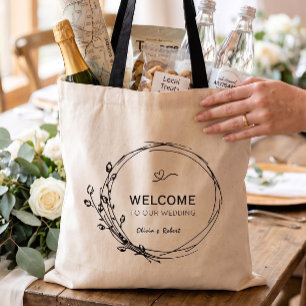 Sac de bienvenue de mariage floral rustique