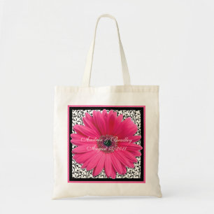 Sac de bienvenue de Mariage noir rose Gerbera Dais