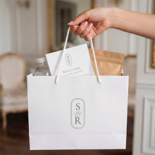 Sac de bienvenue de mariage personnalisé blanc ave