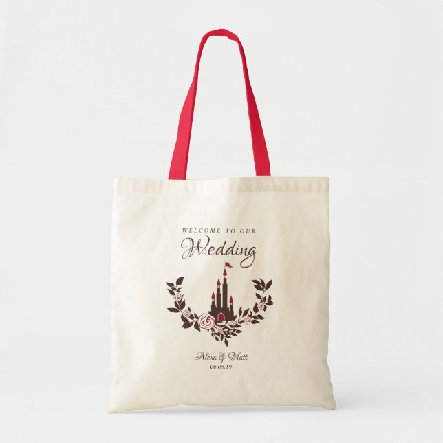 Sac de bienvenue mariage avec design floral (Devant)