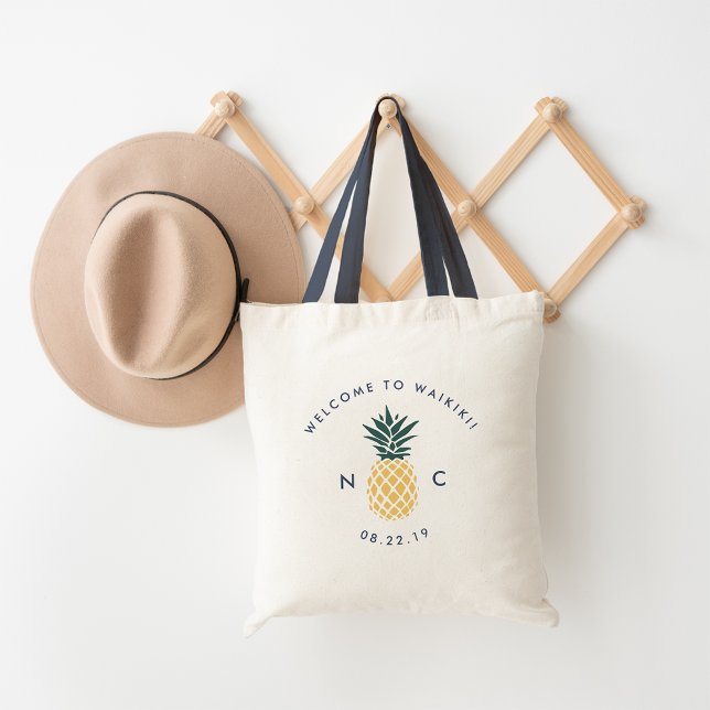 Sac de bienvenue mariage | Monogramme ananas (Créateur téléchargé)