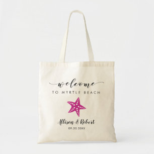 Sac de bienvenue Mariage Starfish, Plage, Fuchsia